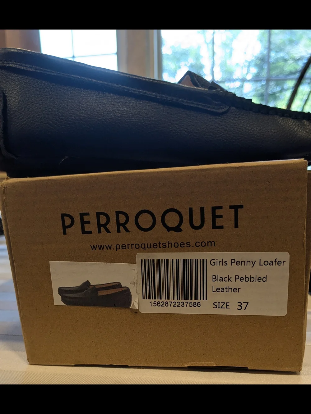 Perroquet Girls Teens Black Leather Penny Loafer Slip-On Shoes